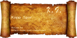 Kopp Igor névjegykártya
